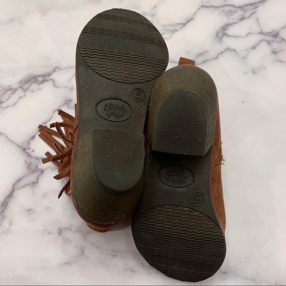 FINAL PRICE Faded Glory rust suede fringed side zip mid heel booties size 5 - Picture 10 of 12